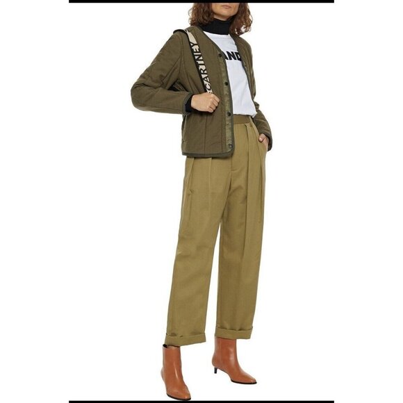 Rag & Bone Woman Liner Quilted Slub Cotton-Canvas Jacket Army Green - Picture 8 of 9